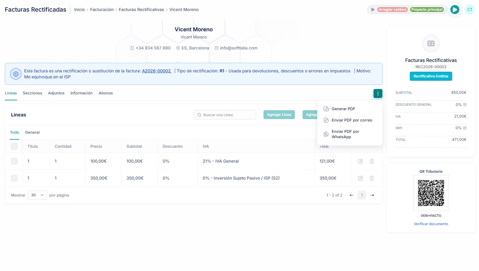 Facturas rectificativas